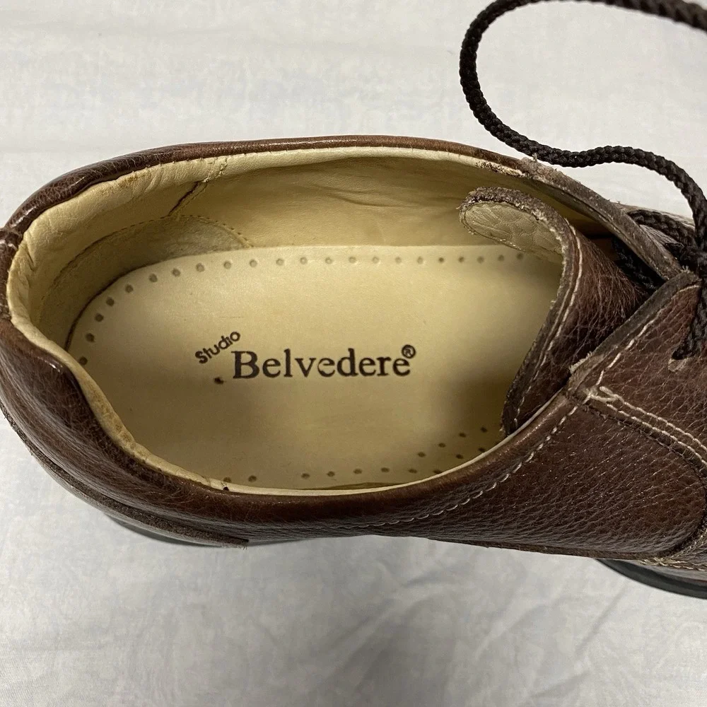 Belvedere Bay Bridge Oxford Mens‎ 10 EEE Brown Leather Comfort Dress Shoes